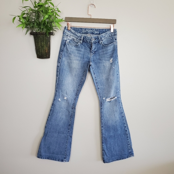 American Eagle Outfitters Denim - Vintage American Eagle Real Flare Distressed Ripped Low Rise Medium Wash Jeans 2